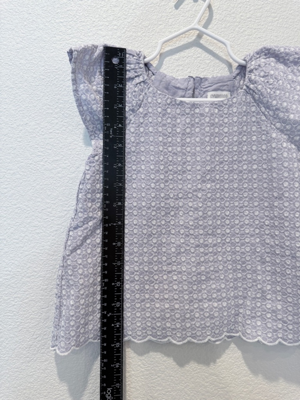 Gymboree Lavender Eyelet Blouse Toddler Garden Scalloped Hem Embroidered Top - Picture 5 of 6